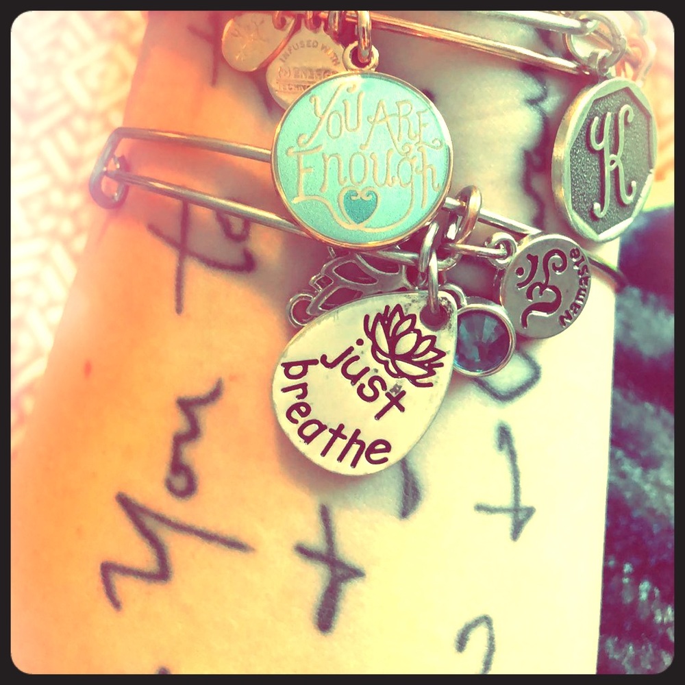 IN SEARCH FOR THIS “just breathe” namaste bangle.